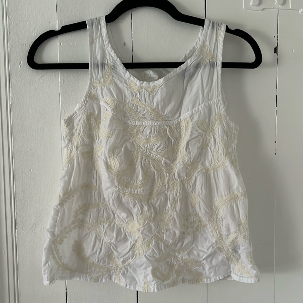 Gap White Embroidered Sleeveless Blouse Top Size XS - Picture 3 of 9